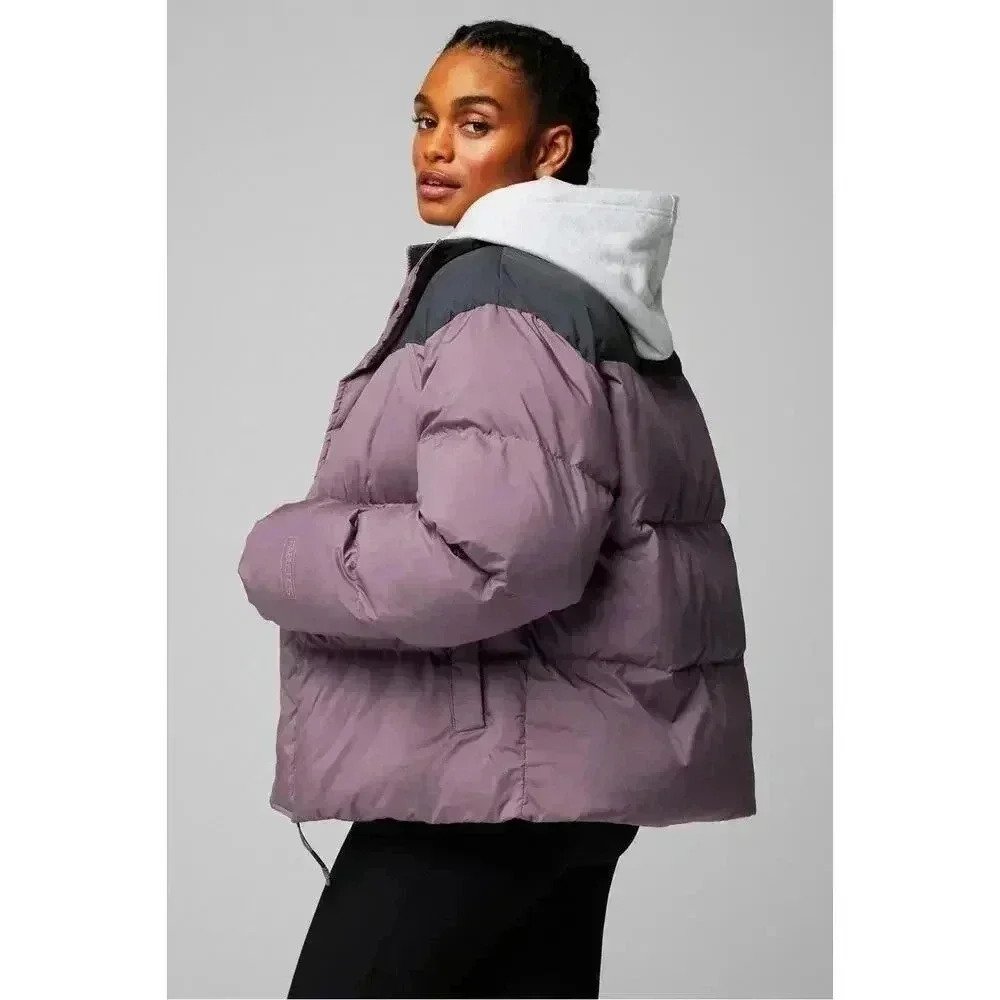 Fabletics Essential Puffer Jacket Plum Cactus/ On… - image 3
